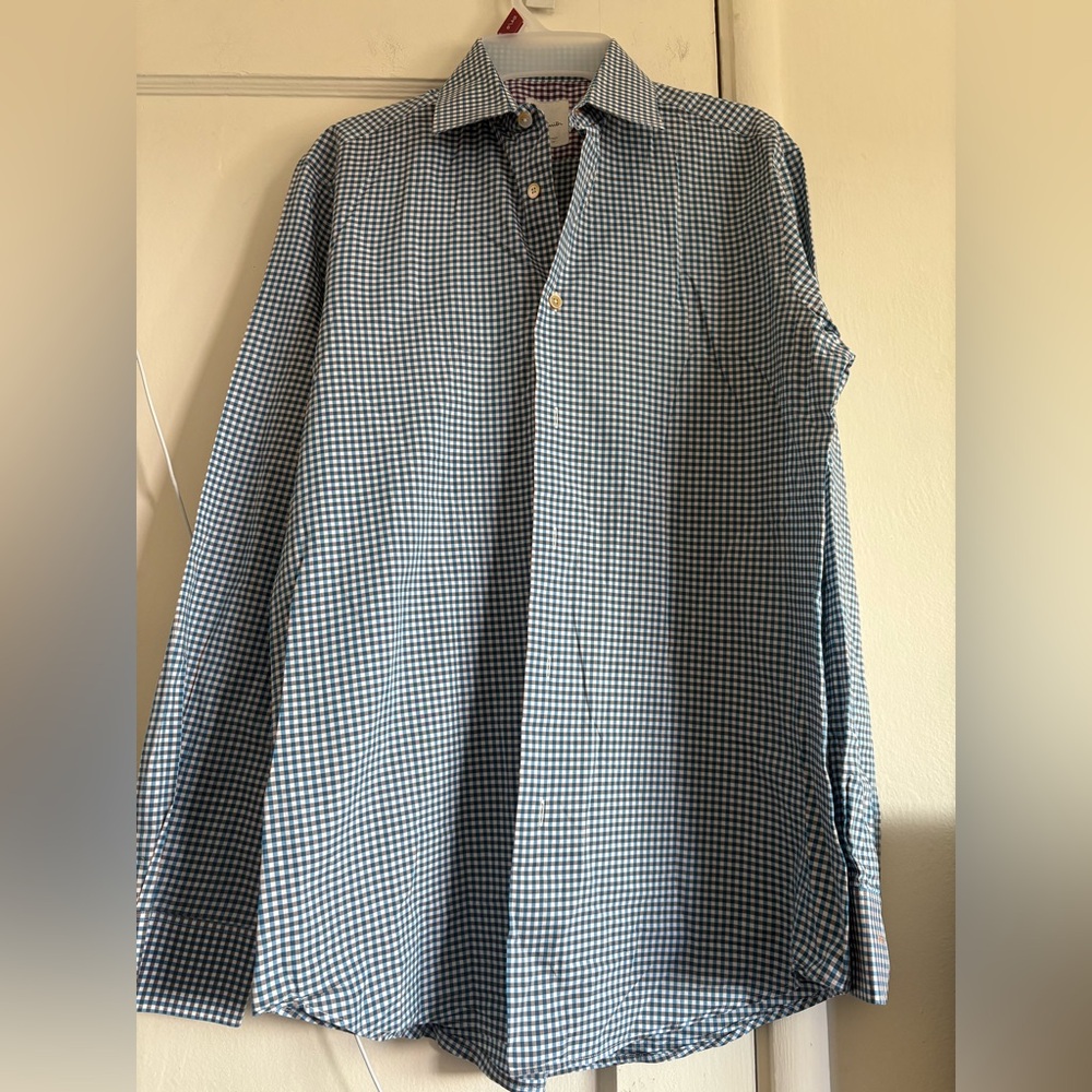 Paul Smith Blue and White Checkered Dress Shirt